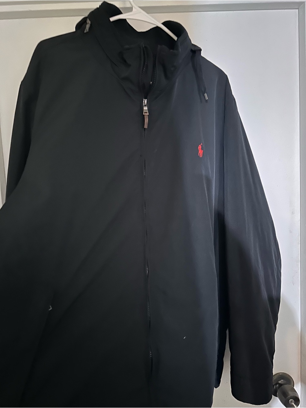 Ralph Lauren Black Full-Zip Hooded Jacket with Red  Logo